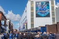 Everton, Liverpool, UK, April, 17, 2016: Crowds of supporters gather at Everton Football Club for a premiership game Royalty Free Stock Photo