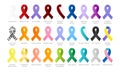 Every All Cancer Ribbon Color Isolated Icons