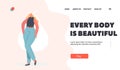 Every Body is Beautiful Landing Page Template. Woman Pear Body Shape, Female Character Figure Types, Girl with Wide Hips