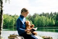 Every Child love Teddy Bear as their Best Friends hugging and holding together to go to Picnic and read book Royalty Free Stock Photo