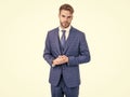 Every man should own a suit. Handsome man isolated on white. Formal fashion. Business style Royalty Free Stock Photo