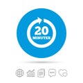 Every 20 minutes sign icon. Full rotation arrow.