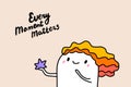 Every moment matters hand drawn vector illustration in cartoon comic style woman holding star Royalty Free Stock Photo