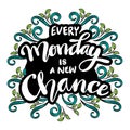 Every Monday is a new chance, hand lettering.