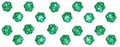 Every number side of a well used green plastic D20 game dice Royalty Free Stock Photo