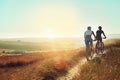 Every ride is a tiny holiday. two cyclists out cycling in the countryside.