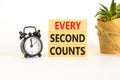 Every second counts symbol. Concept words Every second counts on wooden blocks on a beautiful white table white background. Black Royalty Free Stock Photo