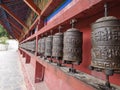 Prayer wheel in Tibetan temples Royalty Free Stock Photo