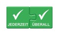 Every Time and Everywher in german language Puzzle Buttons Royalty Free Stock Photo