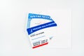 Every us citizen text on blank USA medicare health card with social security card in envelope Royalty Free Stock Photo