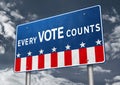 Every Vote Counts road sign message