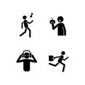 Everyday activities black glyph icons set on white space Royalty Free Stock Photo