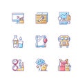 Everyday activities RGB color icons set Royalty Free Stock Photo