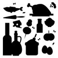 Everyday food common goods black silhouette organic products we get by shopping in supermarket vector illustration.