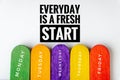 EVERYDAY IS A FRESH START text Royalty Free Stock Photo