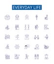 Everyday life line icons signs set. Design collection of StandardizeDaily, Routines, Mundane, Habits, Usual, Activities