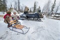 Everyday life of Russian aboriginal reindeer herders in the Arctic. Royalty Free Stock Photo