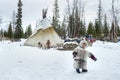 Everyday life of Russian aboriginal reindeer herders in the Arctic.
