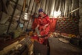 Everyday life of Russian aboriginal reindeer herders in the Arctic. Royalty Free Stock Photo