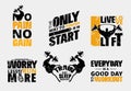 Everyday no pain no gain workout poster set Royalty Free Stock Photo