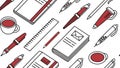 Everyday Office Supplies Seamless Pattern, vector design Generative AI Royalty Free Stock Photo