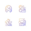 Everyday office worker routine gradient linear vector icons set