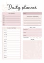 Daily Everyday Routine Planner Printable pink A4