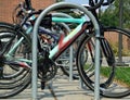 Row of student Bicycles on campus back to school