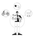 Everyman person archetype bw concept vector spot illustration