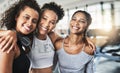 Everyone needs a supportive friend on their side. a group of happy young women enjoying their time together at the gym.