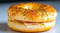 A Everything Bagel with Cream Cheese and Ham Royalty Free Stock Photo