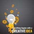 Everything begins with a creative idea poster, cute vector cartoon illustration for web and print