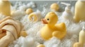 everything floats in soap foam flat lay Rubber Duckie, Soap Foam Fun, Kid-Friendly Shampoo Bottles