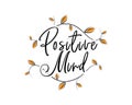 Positive mind, vector. Scandinavian minimalist wall art design