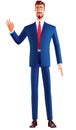 Everything is OK. 3d character. Happy young man in suit and tie gesturing OK sign and smiling while standing against Royalty Free Stock Photo