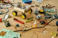 Everything you need. Robot diy assembly kit. Electrical components kit for building digital devices. Robotics parts and