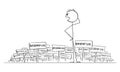 Everywhere Is Information, Vector Cartoon Stick Figure Illustration