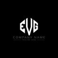EVG letter logo design with polygon shape. EVG polygon and cube shape logo design. EVG hexagon vector logo template white and Royalty Free Stock Photo