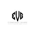 EVG letter logo design with polygon shape. EVG polygon and cube shape logo design. EVG hexagon vector logo template white and Royalty Free Stock Photo