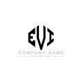 EVI letter logo design with polygon shape. EVI polygon and cube shape logo design. EVI hexagon vector logo template white and Royalty Free Stock Photo
