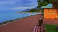 Evian-les-bains promenade near Geneva lake, France Royalty Free Stock Photo