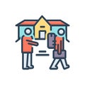 Color illustration icon for Eviction, removal and expulsion Royalty Free Stock Photo