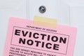 Eviction Notice on Door Close up