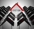 Eviction Notice Icon Illustrates Losing House Due To Bankruptcy - 3d Illustration Royalty Free Stock Photo