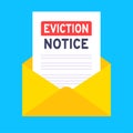 Eviction notice legal document in the envelope vector illustration flat style design. Royalty Free Stock Photo