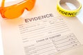 Evidence bag with forensic tool for crime scene investigation Royalty Free Stock Photo