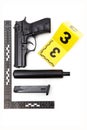 Evidence of handgun with illegal hand made silencer