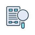 Color illustration icon for Evidence, proof and confirmation