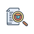 Color illustration icon for Evidence, proof and eyesight