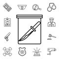 Evidence of knife icon. Detailed set of crime investigation icons. Premium quality graphic design. One of the collection icons for Royalty Free Stock Photo